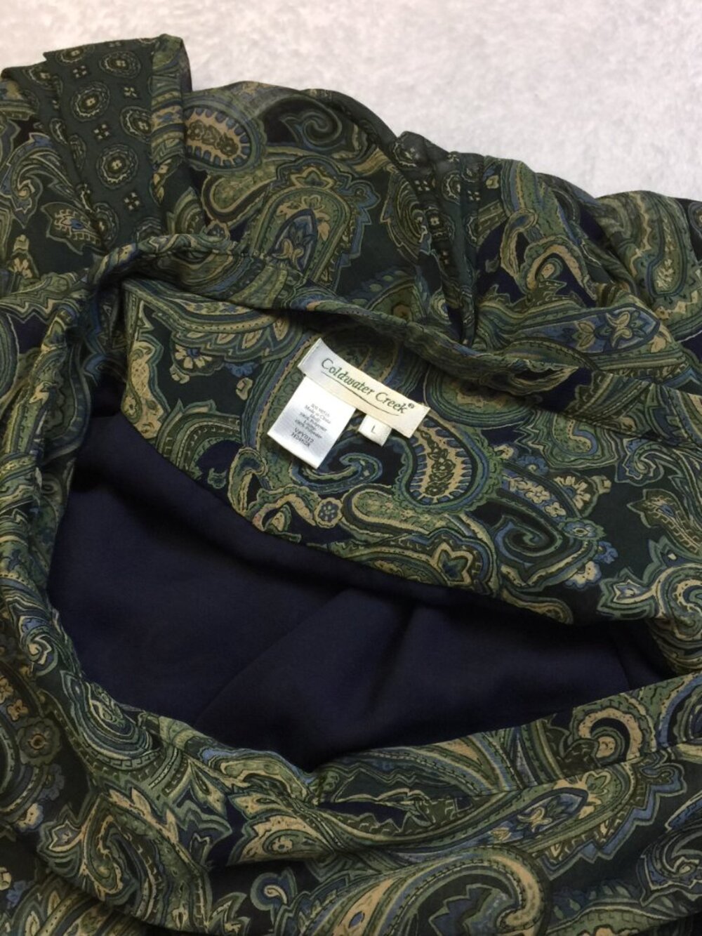 Coldwater Creek A-line Midi Skirt Size L Womans Green Blue Paisley Pleated Boho - Picture 7 of 15